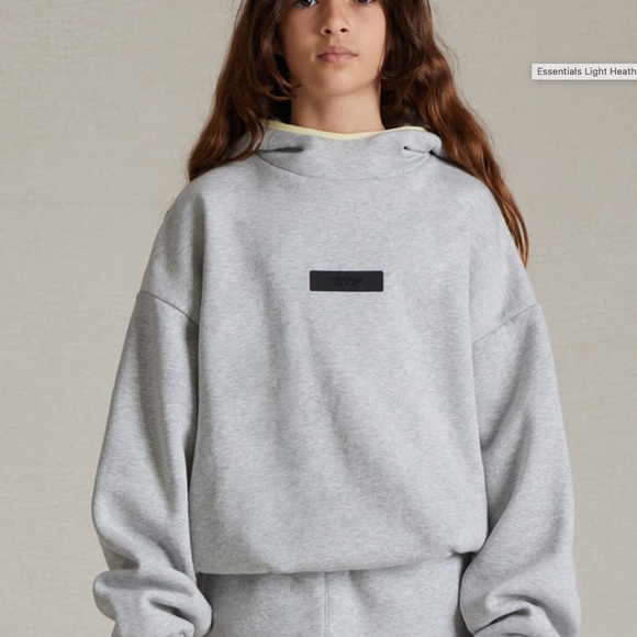 Kids Fear of God Essentials Light Heather Grey Hoodie. Unisex.